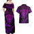 New Zealand Rugby Couples Matching Off Shoulder Maxi Dress and Hawaiian Shirt Silver Fern All Black Mix Ta Moko Purple Style LT9 - Wonder Print Shop