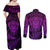 New Zealand Rugby Couples Matching Off Shoulder Maxi Dress and Long Sleeve Button Shirts Silver Fern All Black Mix Ta Moko Purple Style LT9 - Wonder Print Shop