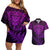 New Zealand Rugby Couples Matching Off Shoulder Short Dress and Hawaiian Shirt Silver Fern All Black Mix Ta Moko Purple Style LT9 - Wonder Print Shop