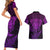 New Zealand Rugby Couples Matching Short Sleeve Bodycon Dress and Hawaiian Shirt Silver Fern All Black Mix Ta Moko Purple Style LT9 - Wonder Print Shop