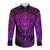 New Zealand Rugby Long Sleeve Button Shirt Silver Fern All Black Mix Ta Moko Purple Style - Wonder Print Shop