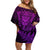 New Zealand Rugby Off Shoulder Short Dress Silver Fern All Black Mix Ta Moko Purple Style - Wonder Print Shop