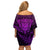 New Zealand Rugby Off Shoulder Short Dress Silver Fern All Black Mix Ta Moko Purple Style - Wonder Print Shop