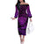 New Zealand Rugby Off The Shoulder Long Sleeve Dress Silver Fern All Black Mix Ta Moko Purple Style - Wonder Print Shop