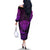 New Zealand Rugby Off The Shoulder Long Sleeve Dress Silver Fern All Black Mix Ta Moko Purple Style - Wonder Print Shop