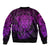 New Zealand Rugby Sleeve Zip Bomber Jacket Silver Fern All Black Mix Ta Moko Purple Style - Wonder Print Shop