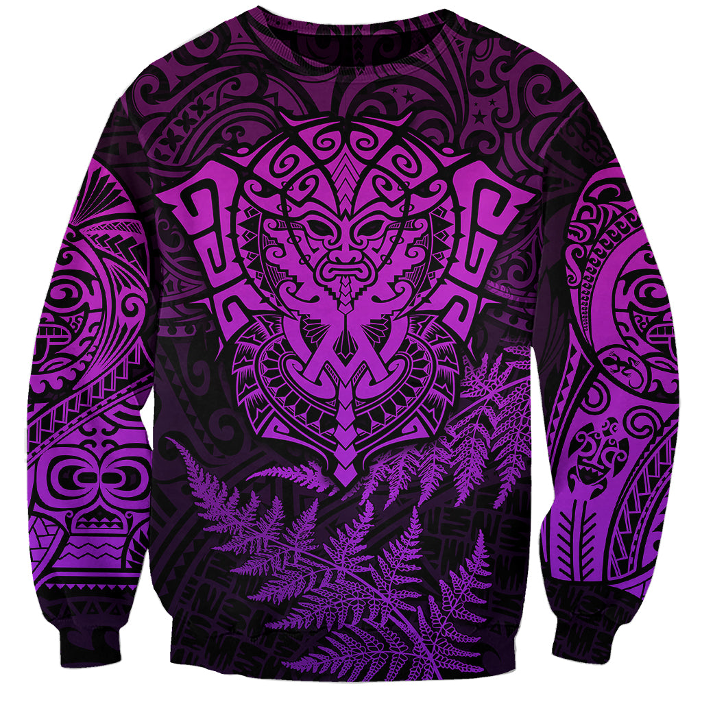 New Zealand Rugby Sweatshirt Silver Fern All Black Mix Ta Moko Purple Style - Wonder Print Shop