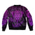 Personalised New Zealand Rugby Bomber Jacket Silver Fern All Black Mix Ta Moko Purple Style LT9 - Wonder Print Shop