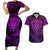 Personalised New Zealand Rugby Couples Matching Short Sleeve Bodycon Dress and Hawaiian Shirt Silver Fern All Black Mix Ta Moko Purple Style LT9 - Wonder Print Shop