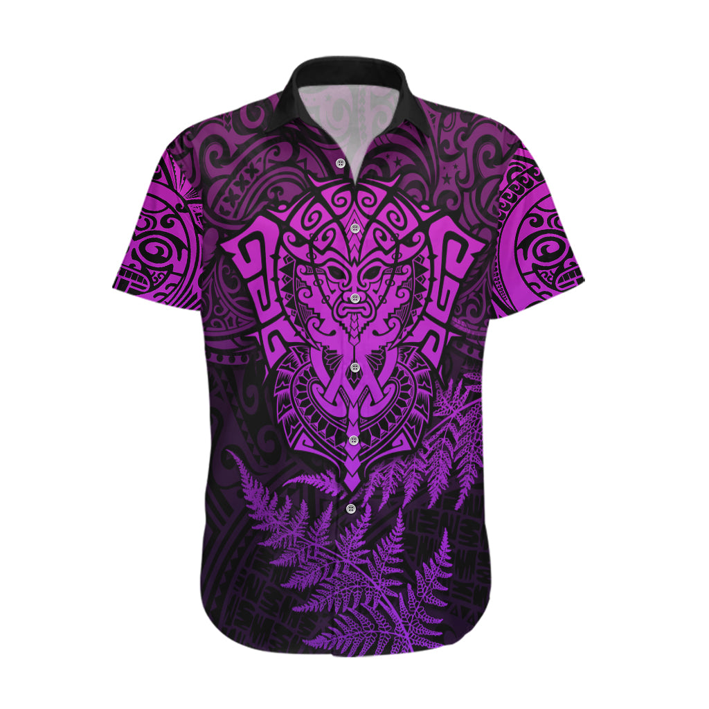 Personalised New Zealand Rugby Hawaiian Shirt Silver Fern All Black Mix Ta Moko Purple Style - Wonder Print Shop