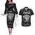 Personalised New Zealand Rugby Couples Matching Off The Shoulder Long Sleeve Dress and Hawaiian Shirt Aotearoa Ka Mate Haka All Black Mix Ta Moko White Style LT9 - Wonder Print Shop