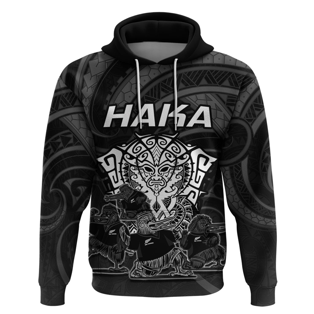 Personalised New Zealand Rugby Hoodie Aotearoa Ka Mate Haka All Black Mix Ta Moko White Style - Wonder Print Shop