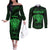 personalised-new-zealand-rugby-couples-matching-off-the-shoulder-long-sleeve-dress-and-long-sleeve-button-shirts-aotearoa-ka-mate-haka-all-black-mix-ta-moko-green-style