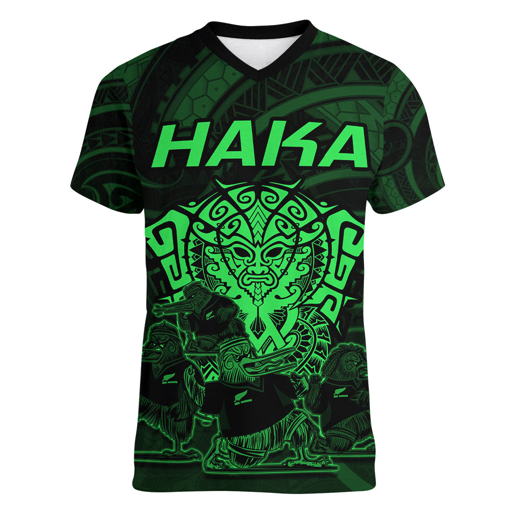 personalised-new-zealand-rugby-women-v-neck-t-shirt-aotearoa-ka-mate-haka-all-black-mix-ta-moko-green-style