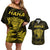 Personalised New Zealand Rugby Couples Matching Off Shoulder Short Dress and Hawaiian Shirt Aotearoa Ka Mate Haka All Black Mix Ta Moko Gold Style LT9 - Wonder Print Shop