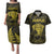 Personalised New Zealand Rugby Couples Matching Puletasi Dress and Hawaiian Shirt Aotearoa Ka Mate Haka All Black Mix Ta Moko Gold Style LT9 - Wonder Print Shop