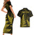 Personalised New Zealand Rugby Couples Matching Short Sleeve Bodycon Dress and Hawaiian Shirt Aotearoa Ka Mate Haka All Black Mix Ta Moko Gold Style LT9 - Wonder Print Shop