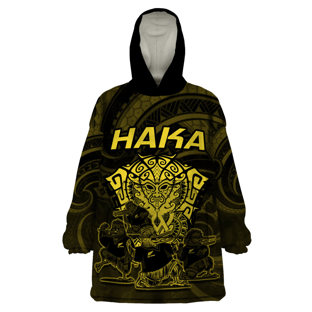 personalised-new-zealand-rugby-wearable-blanket-hoodie-aotearoa-ka-mate-haka-all-black-mix-ta-moko-gold-style