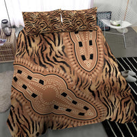 Tribal tiger-print duvet with two matching shams and ornate central face motif
