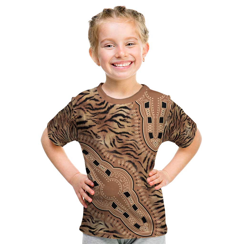 Africa Tiger Mix Dashiki Tribal Pattern Kid T Shirt