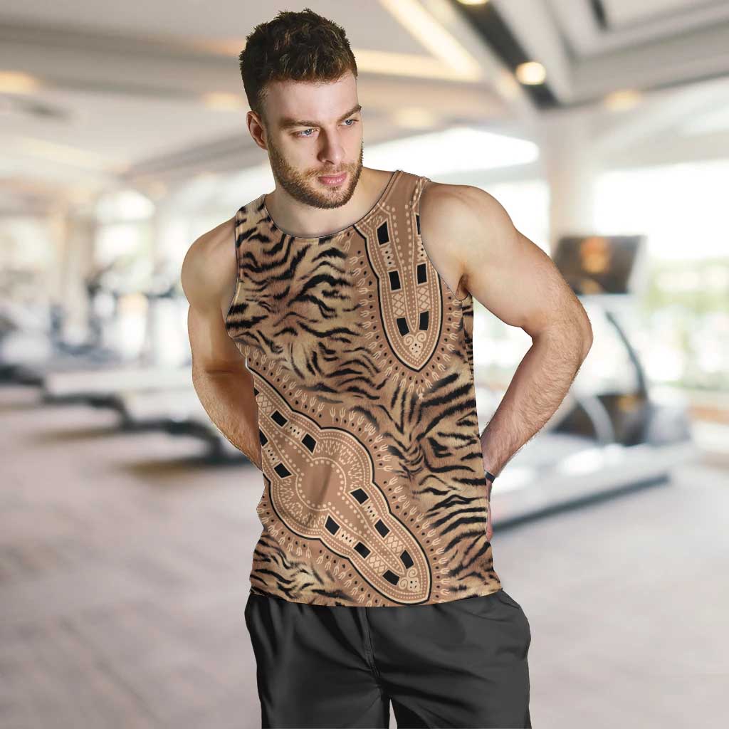 Africa Tiger Mix Dashiki Tribal Pattern Men Tank Top - Wonder Print Shop