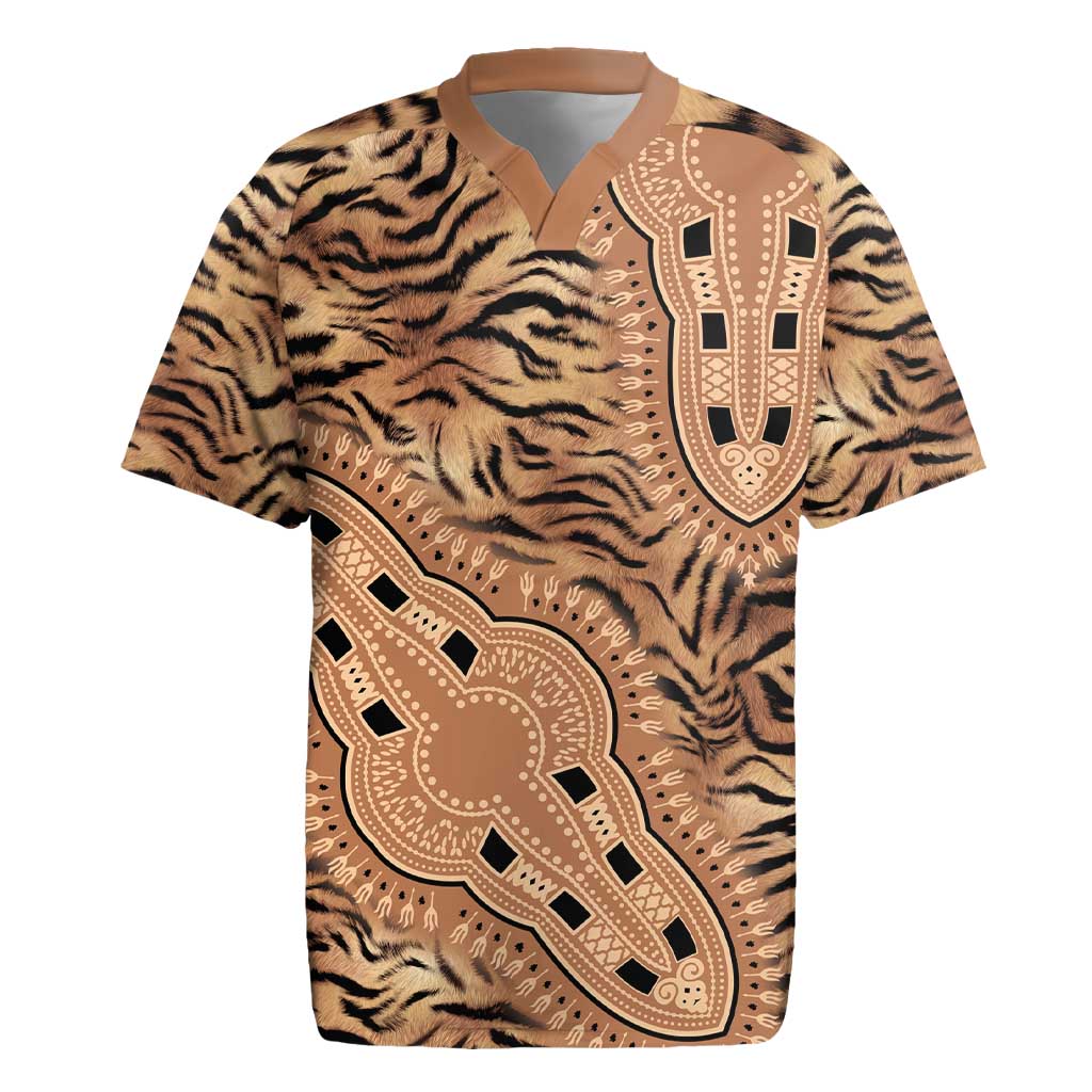 Africa Tiger Mix Dashiki Tribal Pattern Rugby Jersey