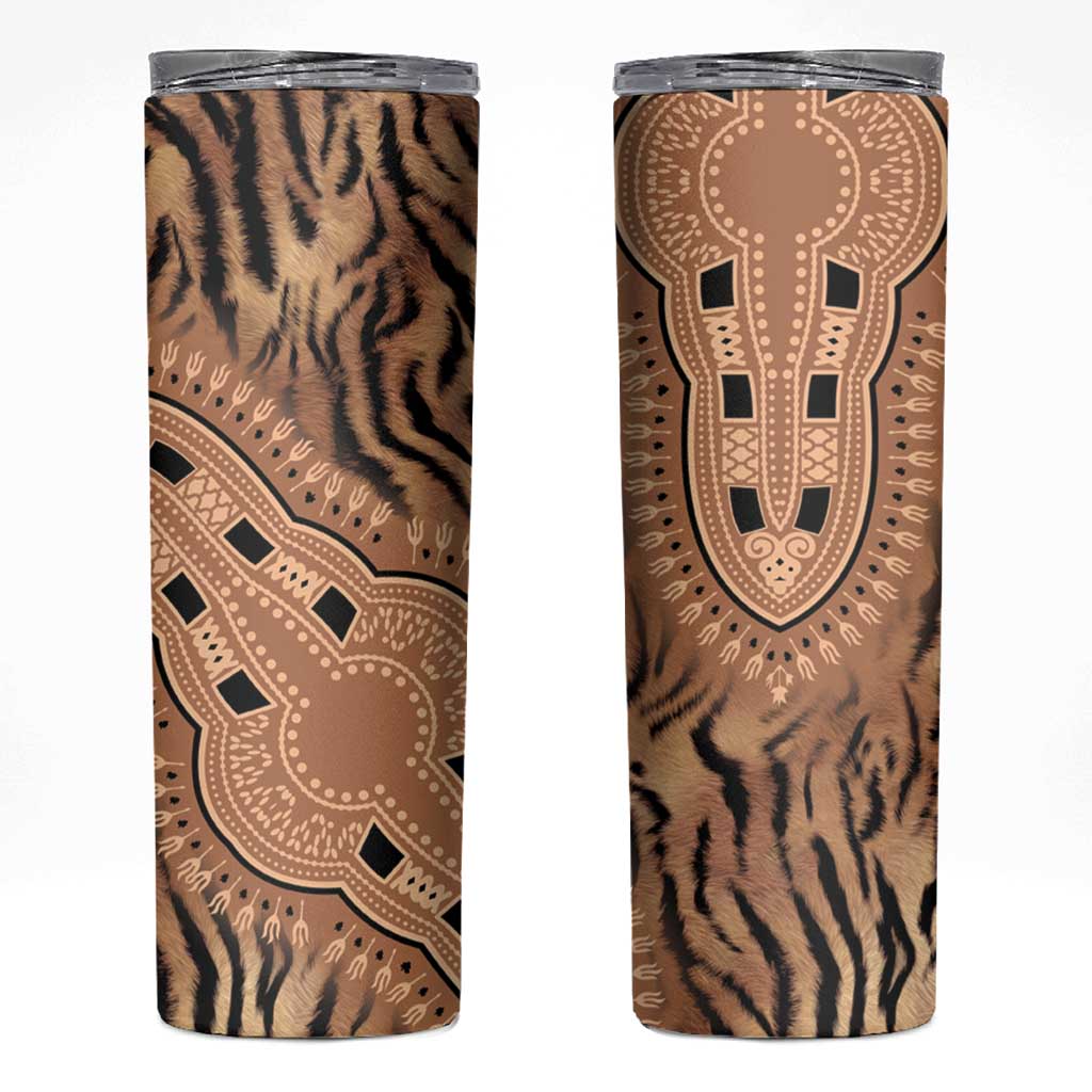 Africa Tiger Mix Dashiki Tribal Pattern Skinny Tumbler