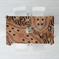 Beige and black tiger tribal print tablecloth, folded layout view
