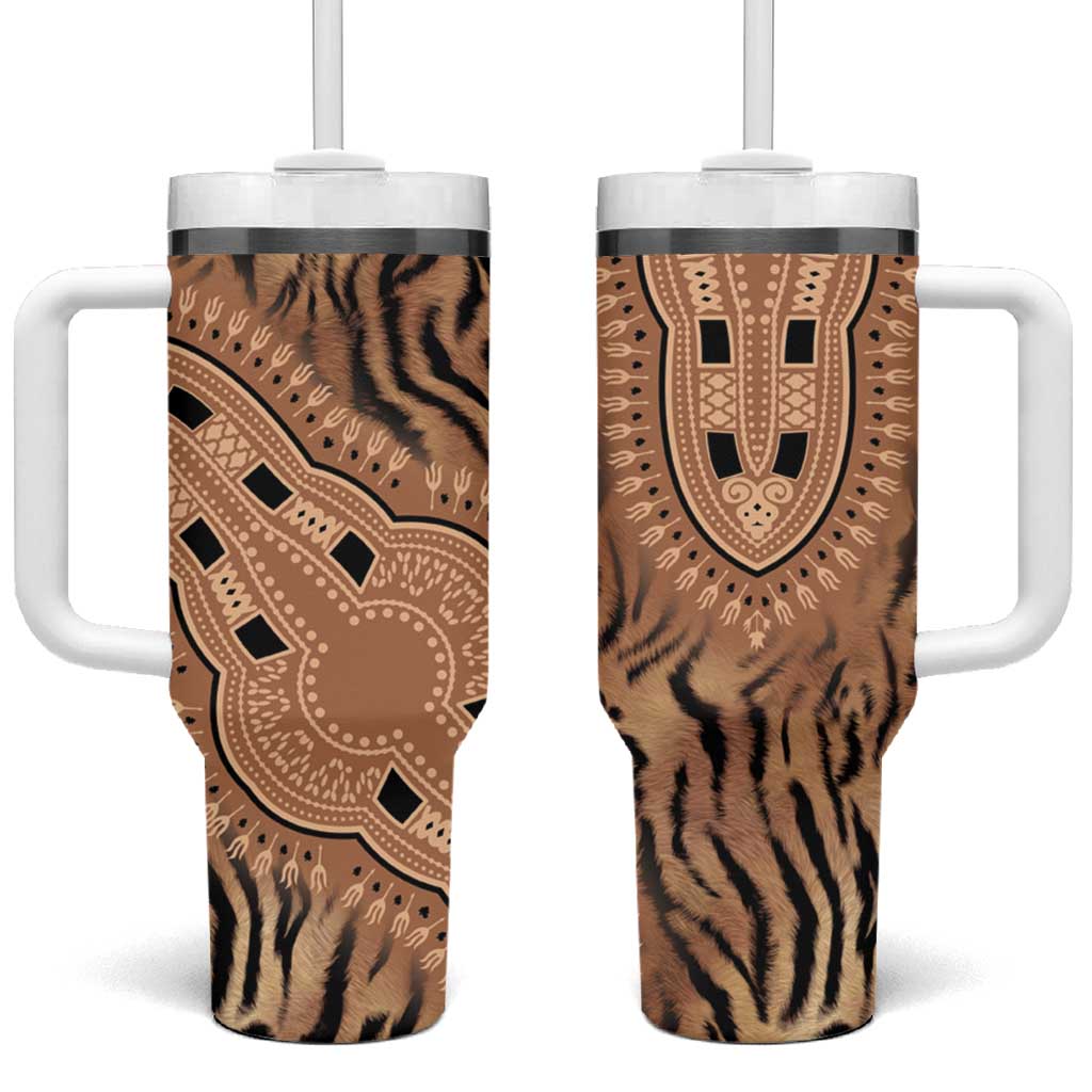 Africa Tiger Mix Dashiki Tribal Pattern Tumbler With Handle