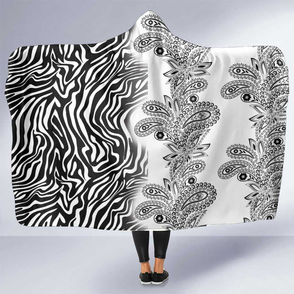 Africa Zebra Mix Paisley Tribal Pattern Hooded Blanket