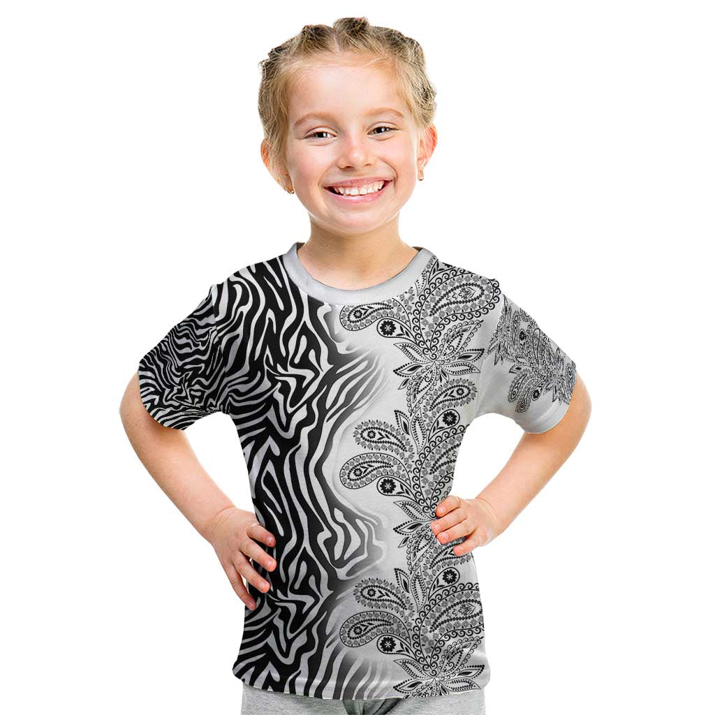 Africa Zebra Mix Paisley Tribal Pattern Kid T Shirt