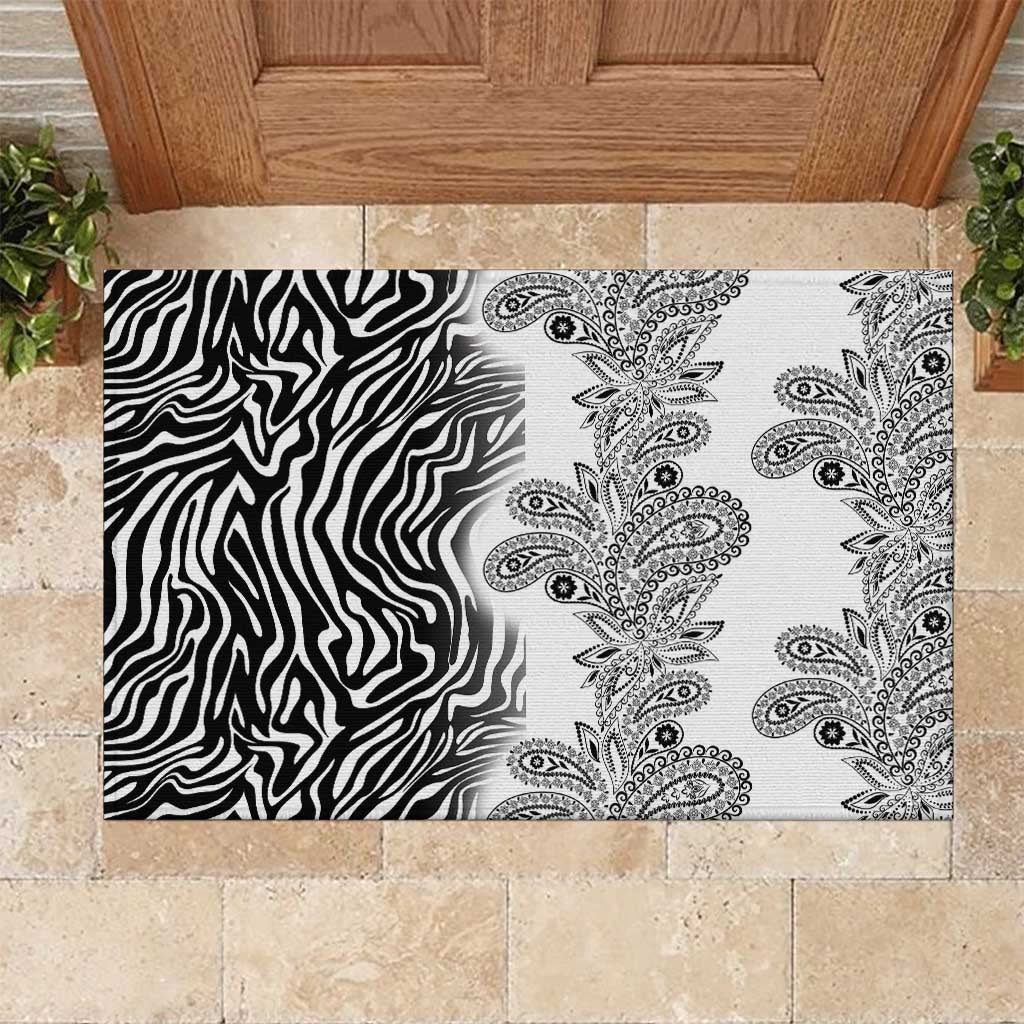 Africa Zebra Mix Paisley Tribal Pattern Rubber Doormat - Wonder Print Shop