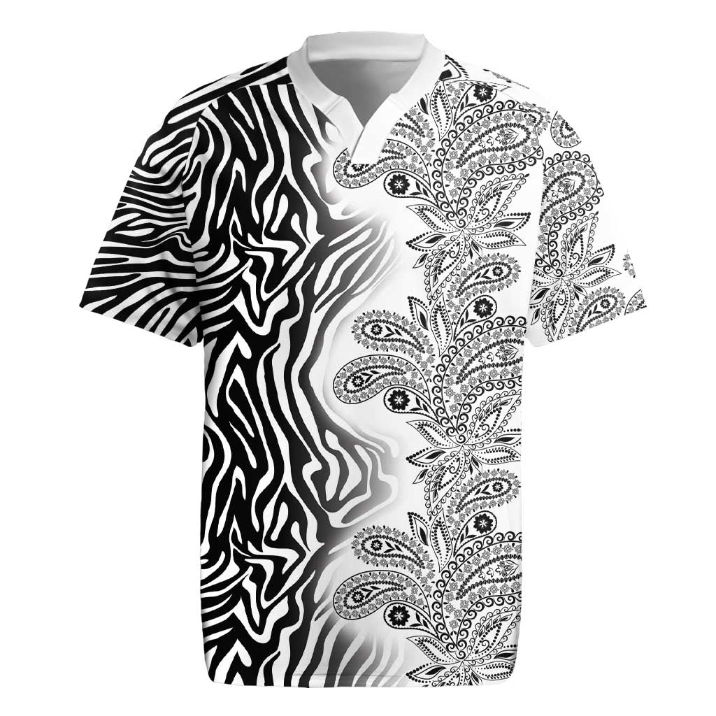 Africa Zebra Mix Paisley Tribal Pattern Rugby Jersey