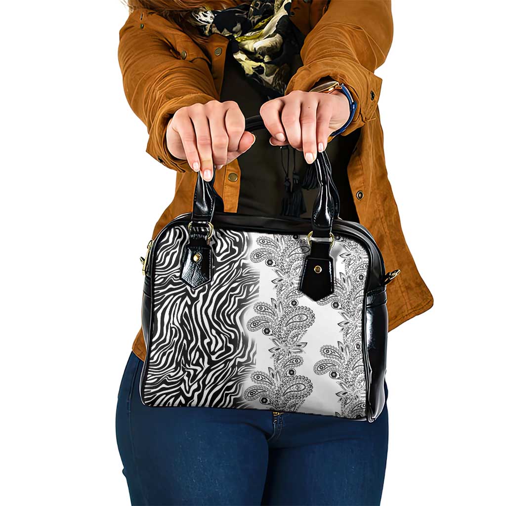 Africa Zebra Mix Paisley Tribal Pattern Shoulder Handbag