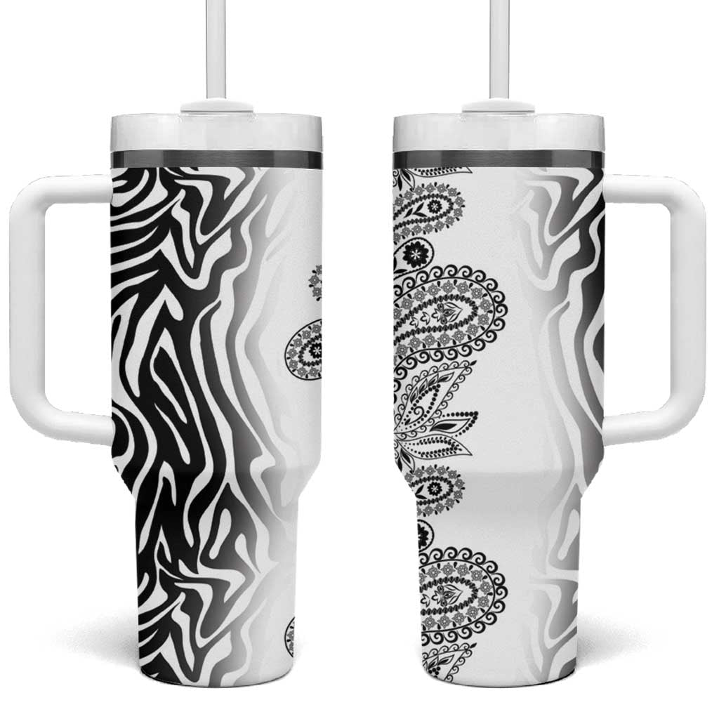 Africa Zebra Mix Paisley Tribal Pattern Tumbler With Handle