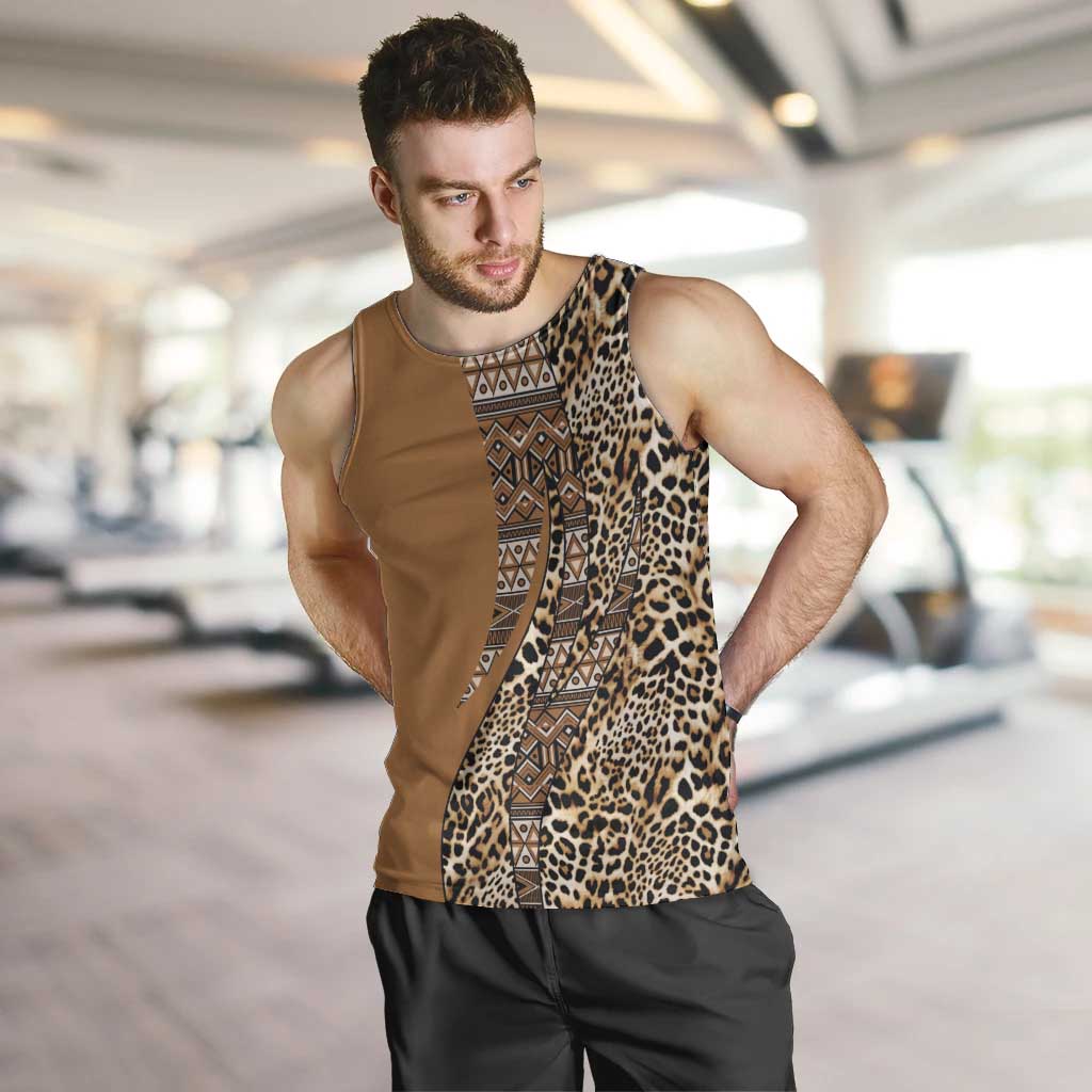 Africa Leopard Mix Native Tribal Pattern Men Tank Top - Wonder Print Shop