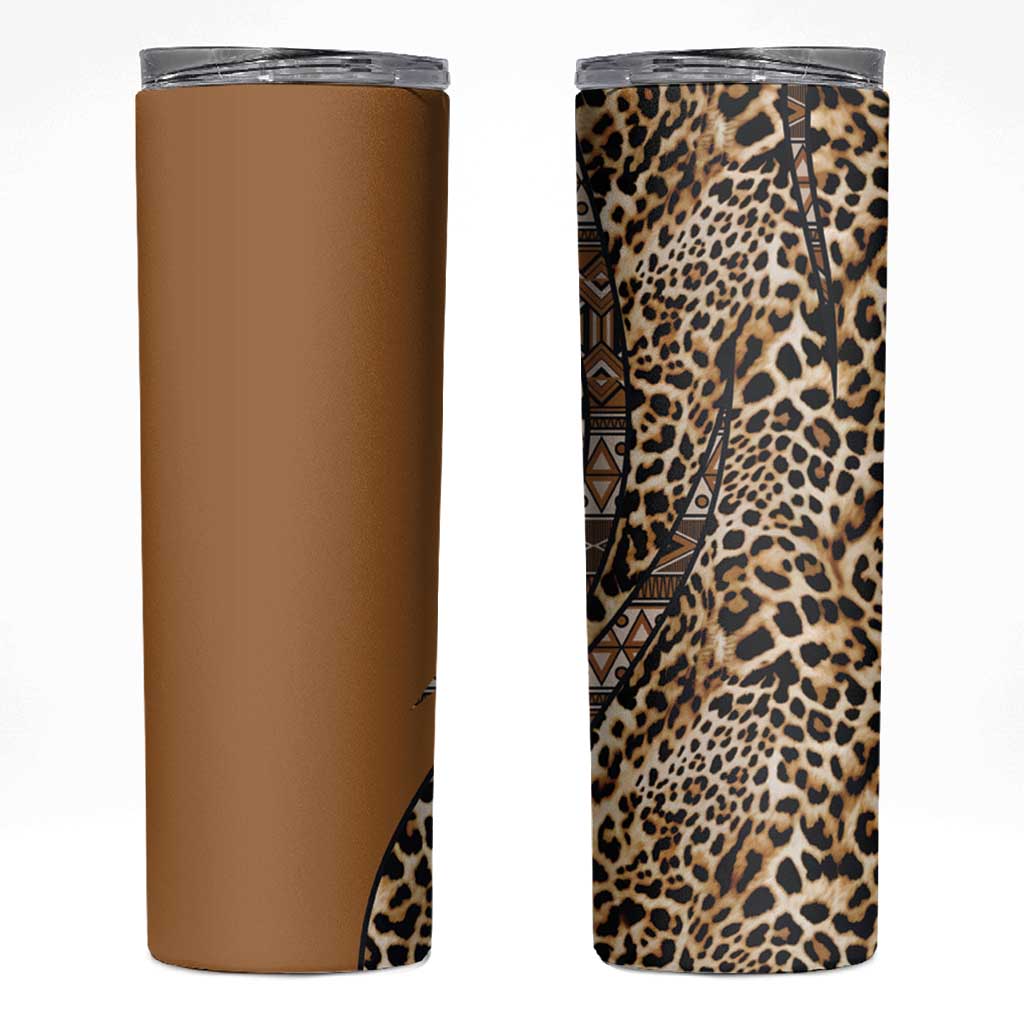 Africa Leopard Mix Native Tribal Pattern Skinny Tumbler