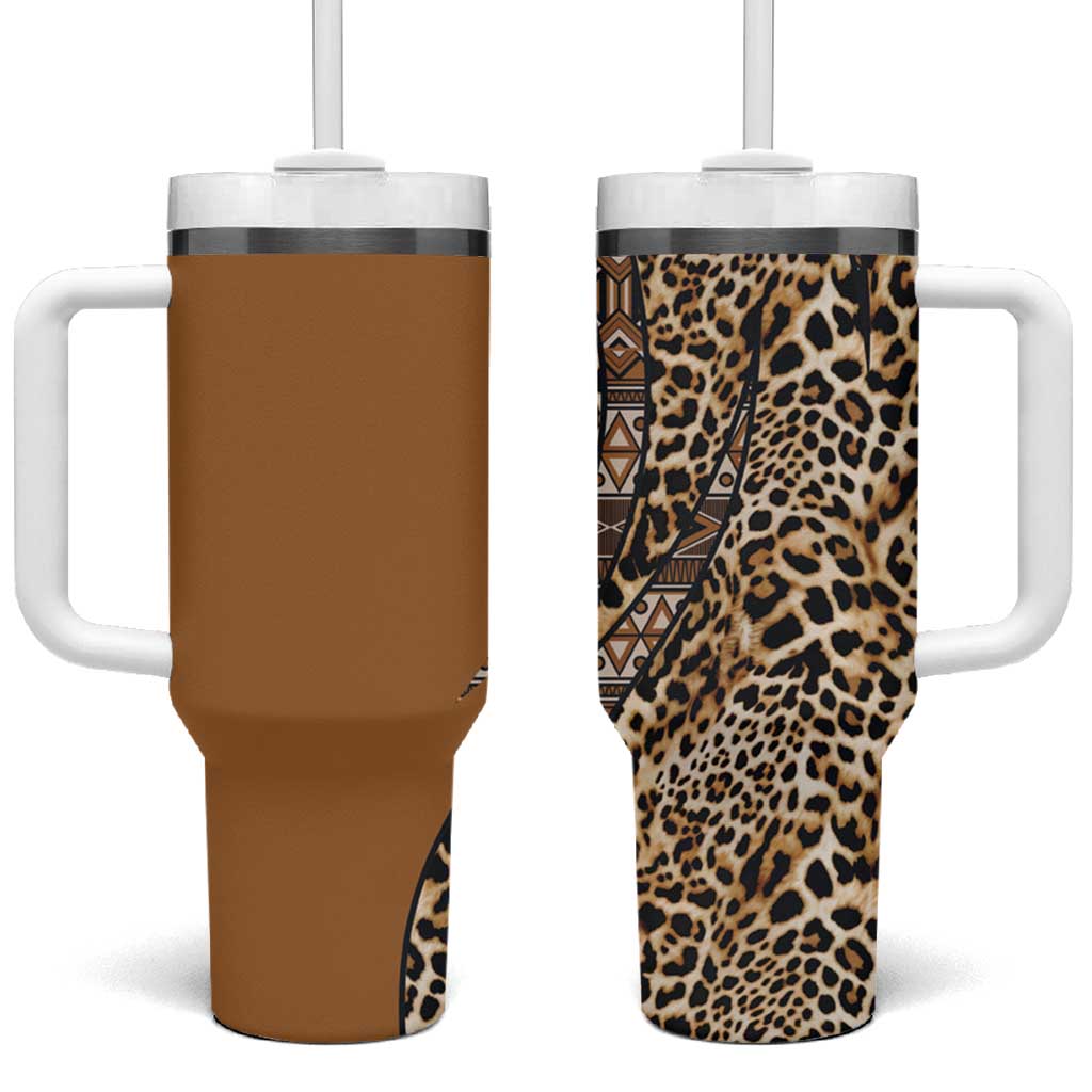 Africa Leopard Mix Native Tribal Pattern Tumbler With Handle