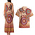 Africa Tribal Traditional Pattern Couples Matching Tank Maxi Dress and Hawaiian Shirt Beige Motif LT9 - Wonder Print Shop