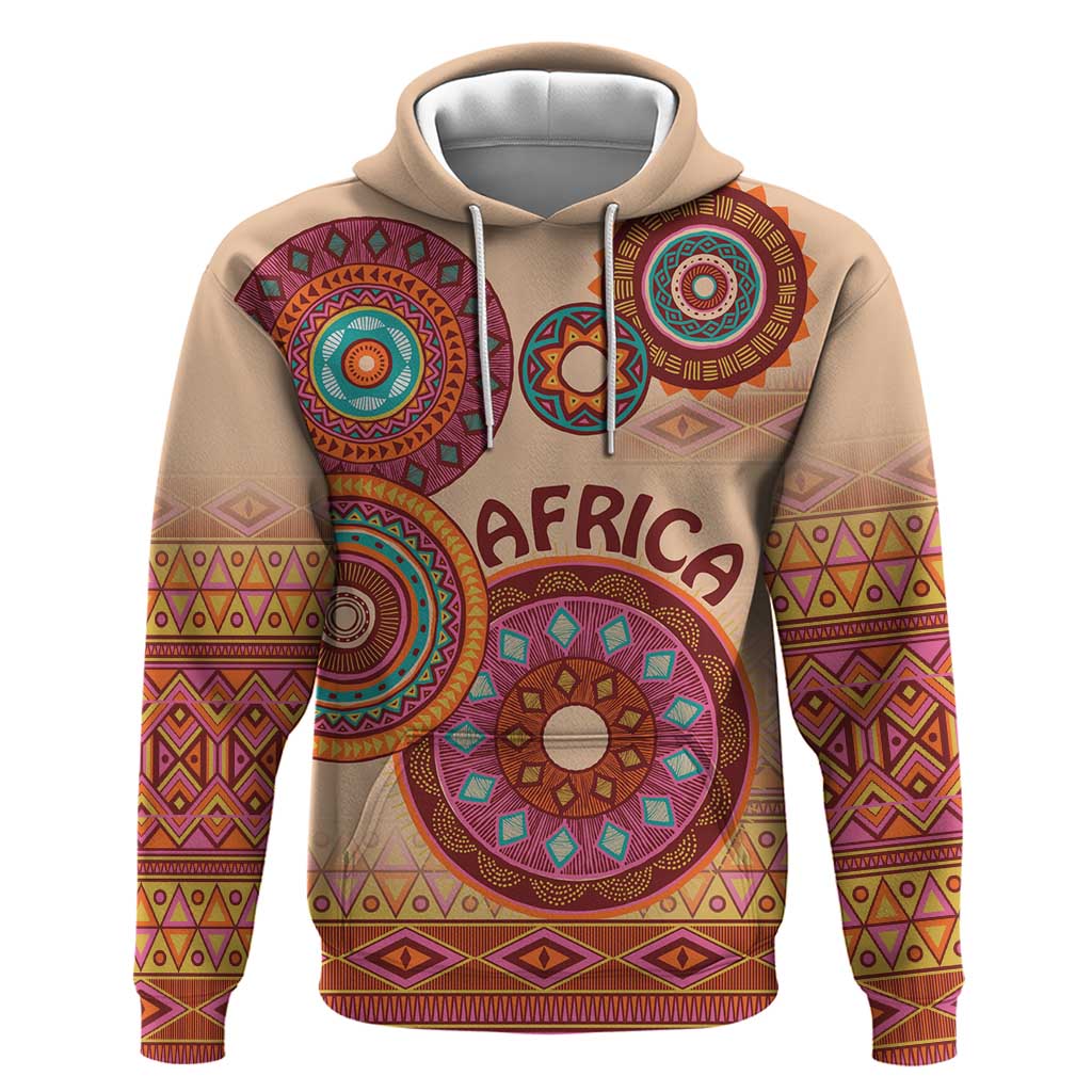 Africa Tribal Traditional Pattern Hoodie Beige Motif - Wonder Print Shop