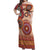 Africa Tribal Traditional Pattern Off Shoulder Maxi Dress Beige Motif - Wonder Print Shop