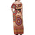 Africa Tribal Traditional Pattern Off Shoulder Maxi Dress Beige Motif - Wonder Print Shop