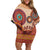 Africa Tribal Traditional Pattern Off Shoulder Short Dress Beige Motif - Wonder Print Shop