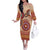 Africa Tribal Traditional Pattern Off The Shoulder Long Sleeve Dress Beige Motif - Wonder Print Shop