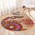 Africa Tribal Traditional Pattern Round Carpet Beige Motif