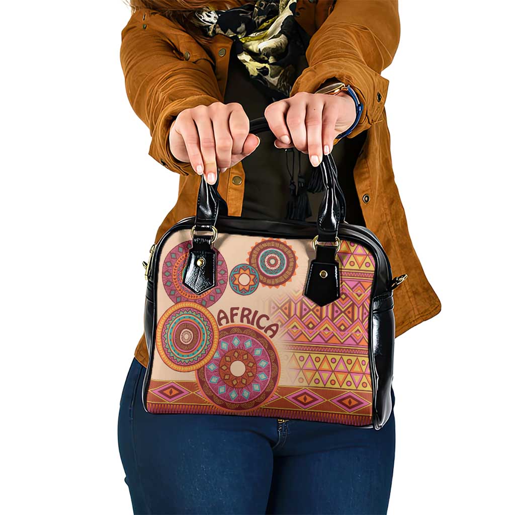 Africa Tribal Traditional Pattern Shoulder Handbag Beige Motif