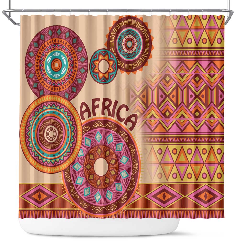 Africa Tribal Traditional Pattern Shower Curtain Beige Motif