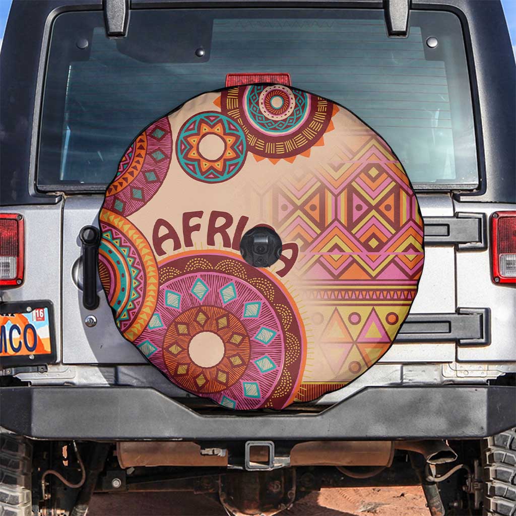 Africa Tribal Traditional Pattern Spare Tire Cover Beige Motif - Wonder Print Shop