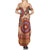 Africa Tribal Traditional Pattern Summer Maxi Dress Beige Motif - Wonder Print Shop