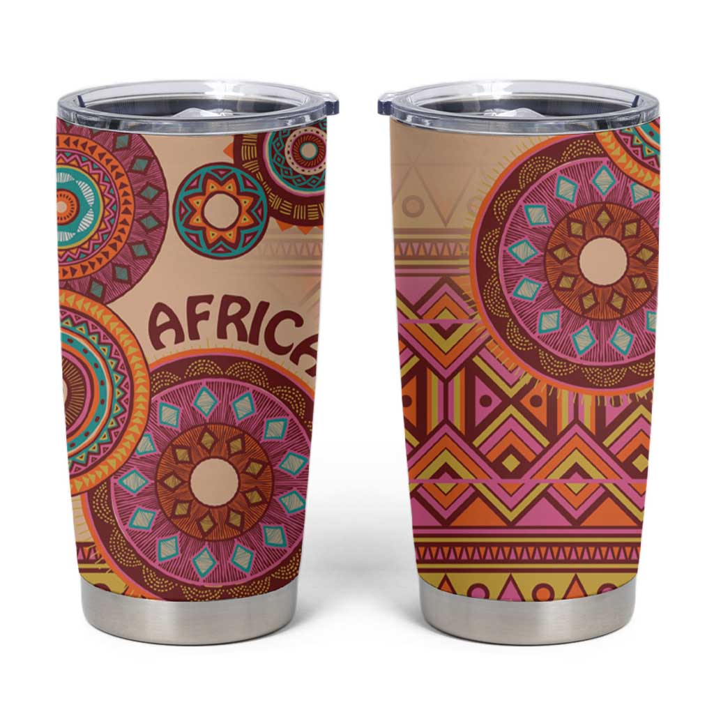 Africa Tribal Traditional Pattern Tumbler Cup Beige Motif